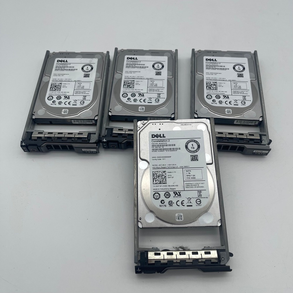 Lot of 4 Dell Constellation.2 1TB 7.2K SATA 2.5 HDD w/ Caddy